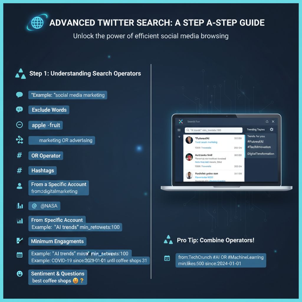 트위터 고급 검색 단계별 가이드 검색 연산자 해시태그 필터 사용법을 포함한 효율적인 소셜미디어 브라우징 튜토리얼