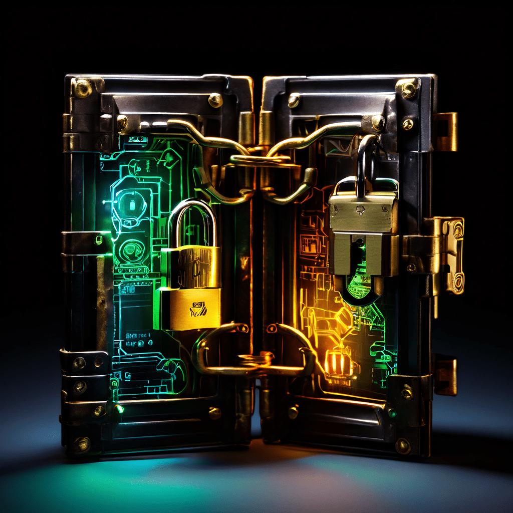 빛나는 사진과 어두운 자물쇠 폴더가 나란히 놓인 디지털 앨범의 모습이다.